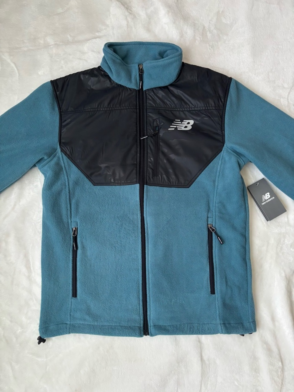 New Balance Blue Fleece Jacket with Black Chest Panel